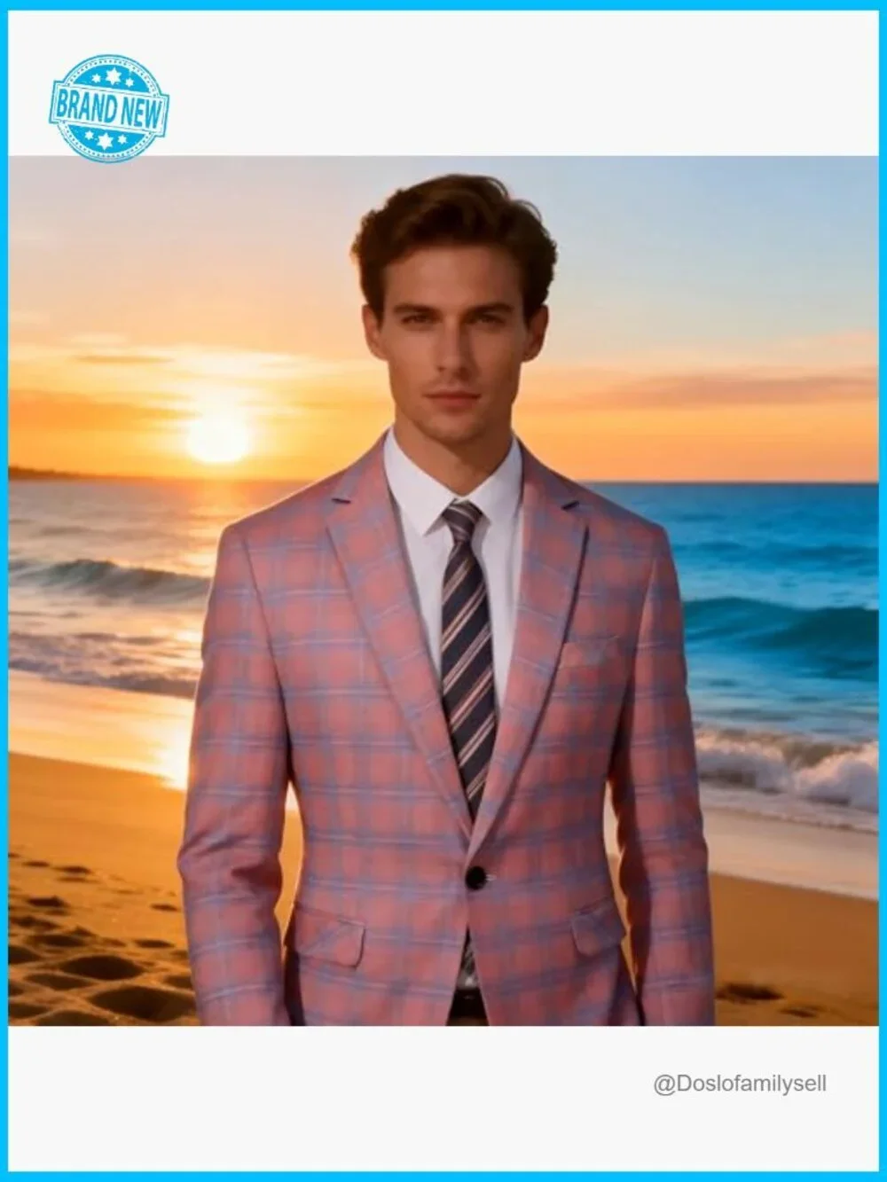 Slim Fit Plaid Sport Coat Blazer Modern Tailored Wedding Prom Formal Wear
